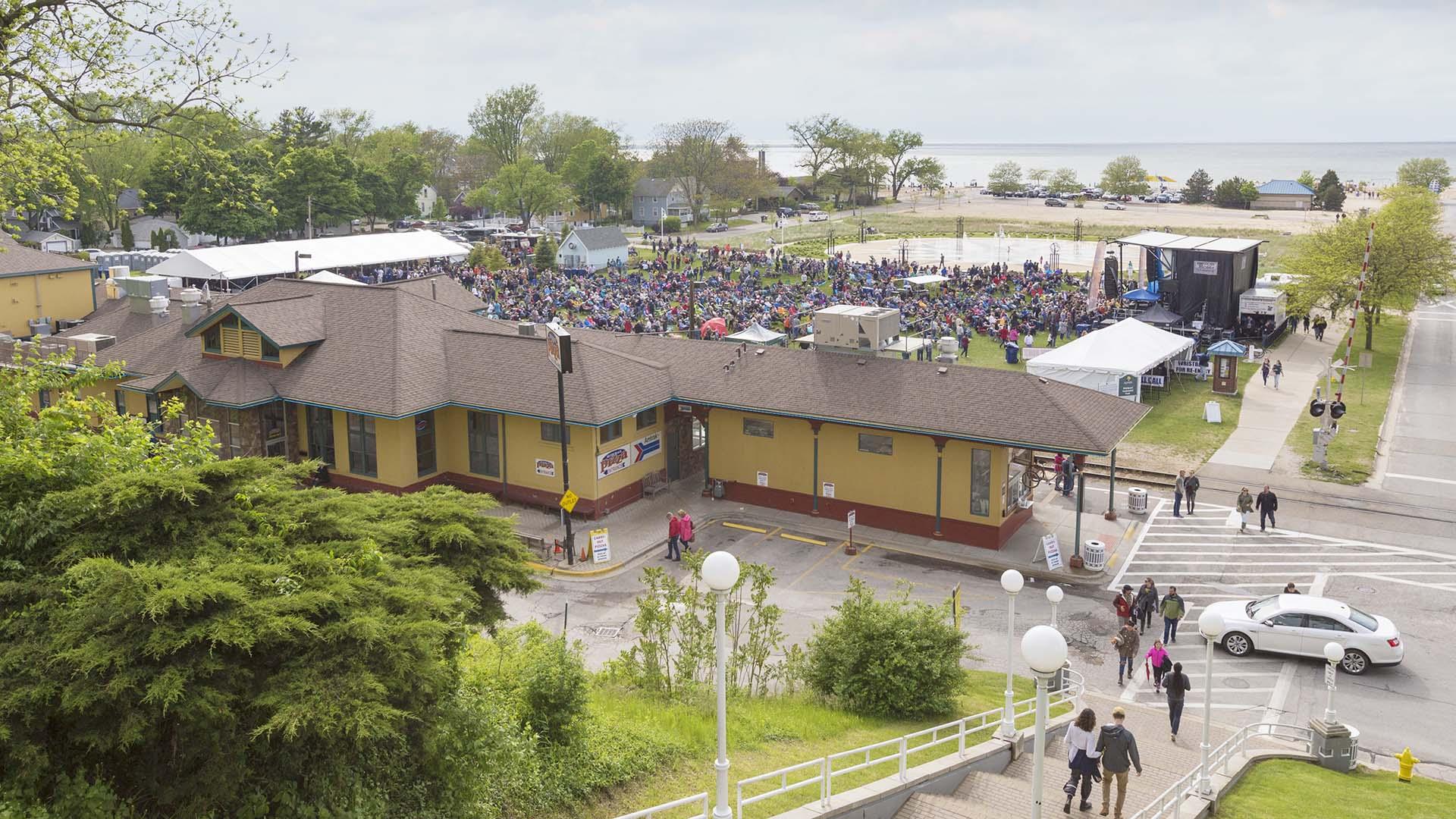 View from the bluff of a music event in St. Joseph.