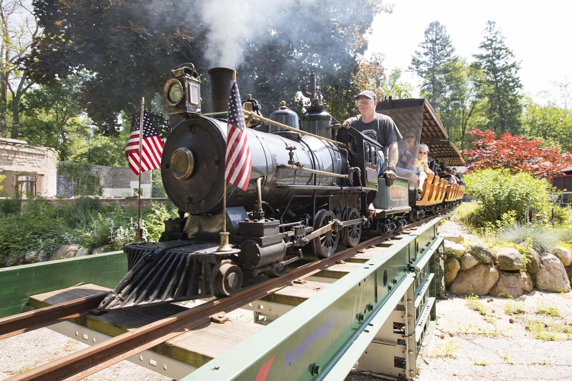 A summer train ride at Eden Springs Park.