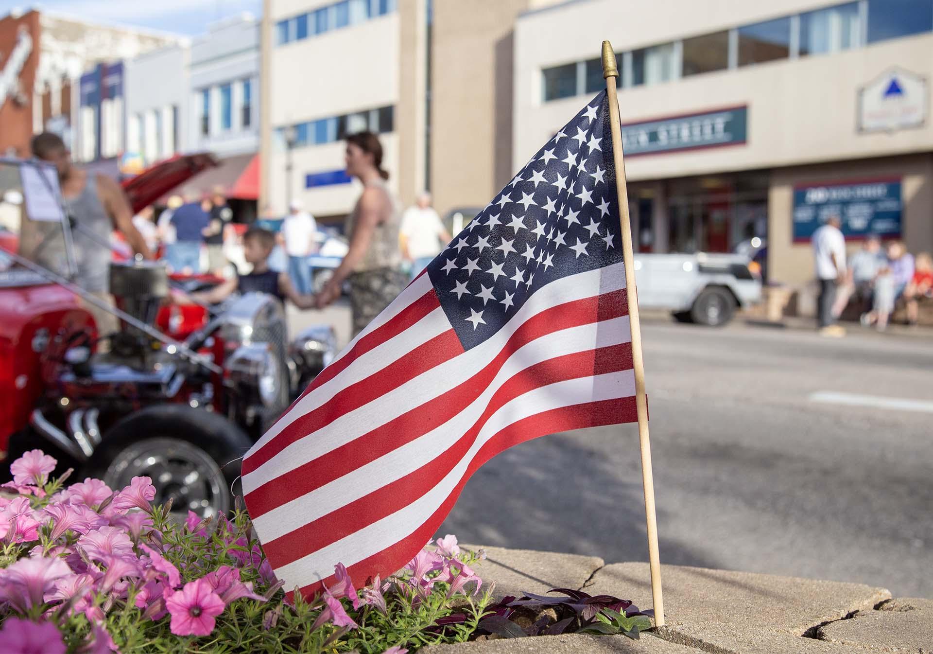 A flag in downtown Niles, Michigan.