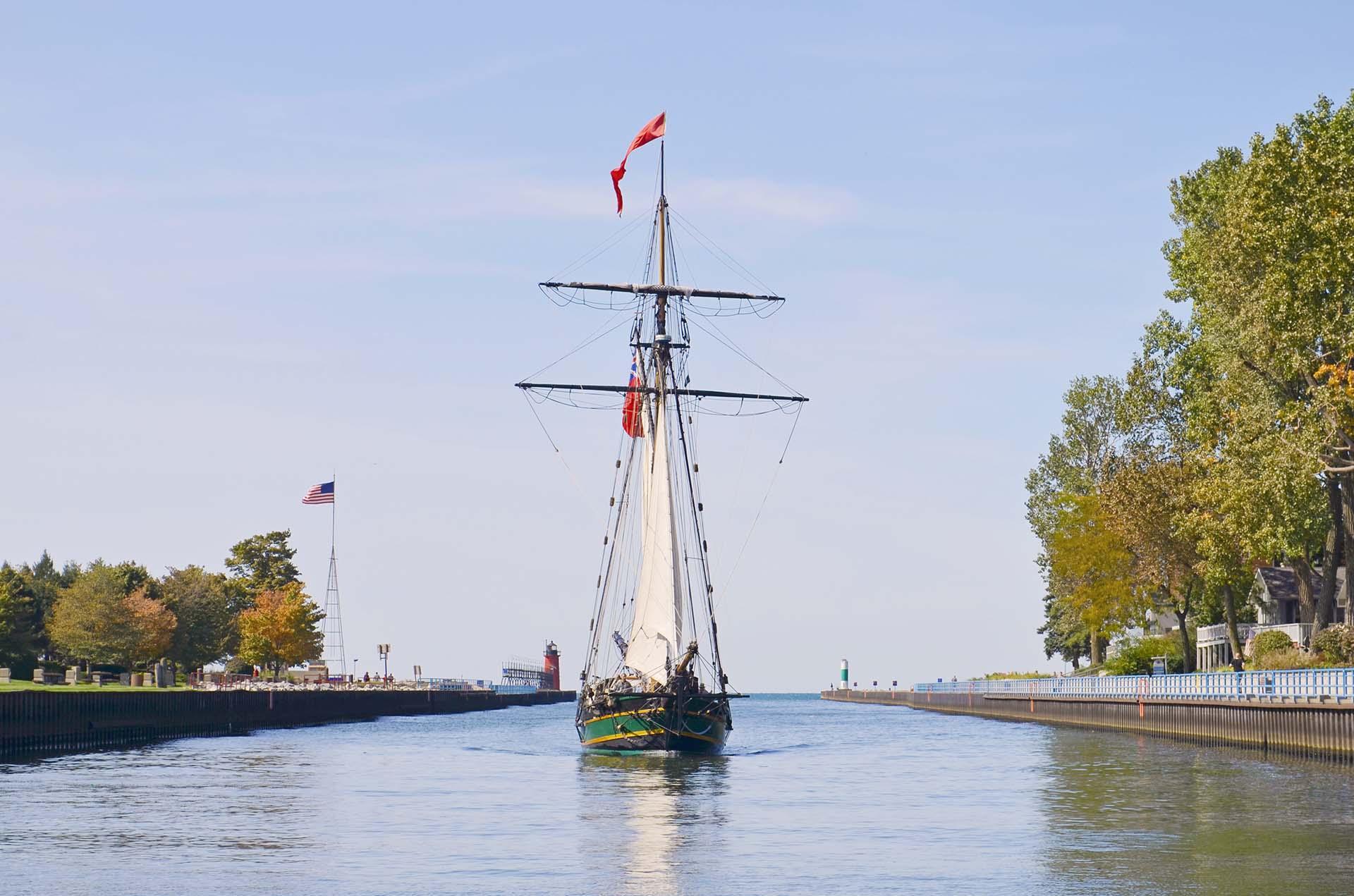 Friends Good Will returning from sailing on Lake Michigan.