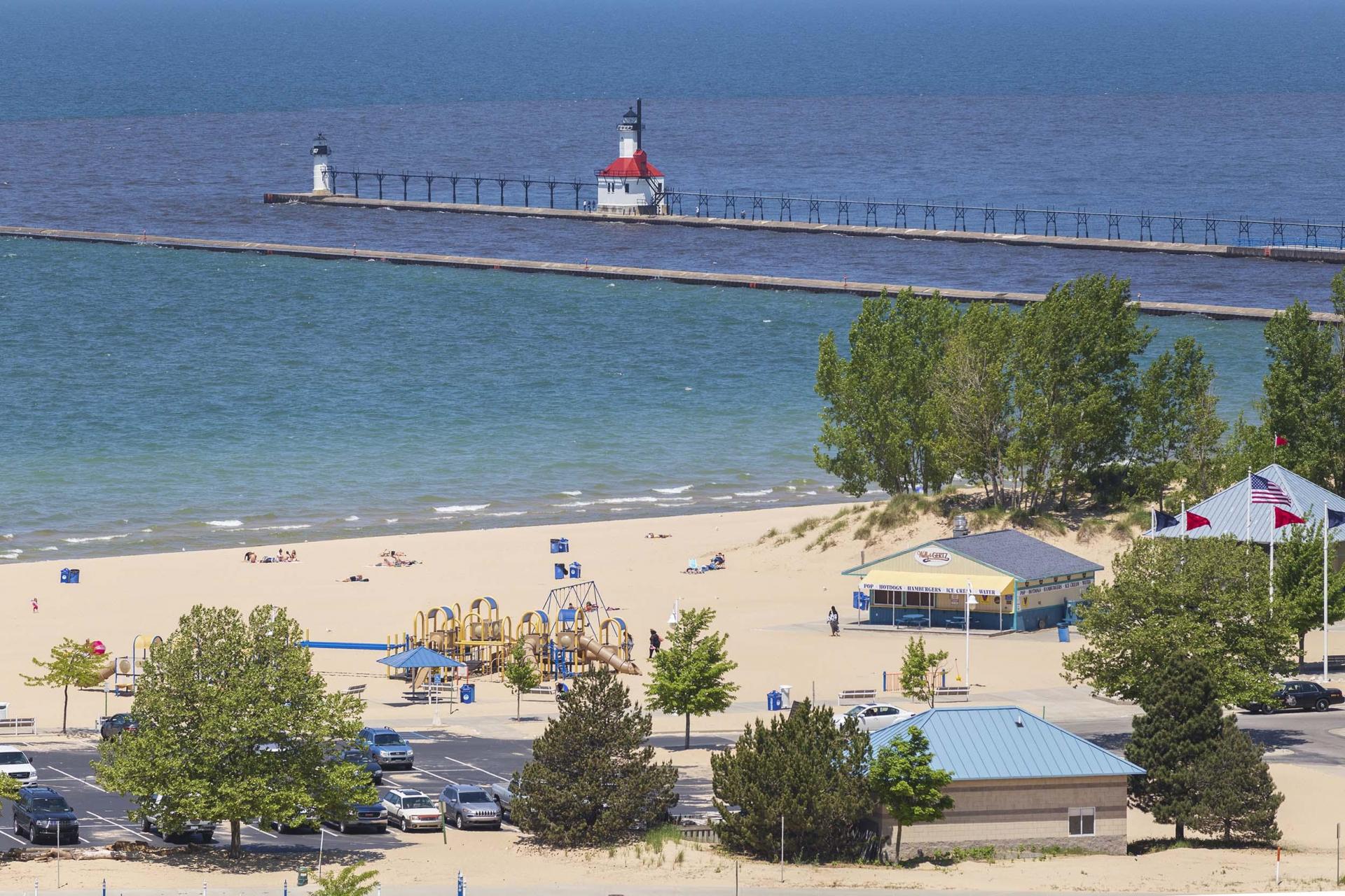 Aerial view of Silver Beach.