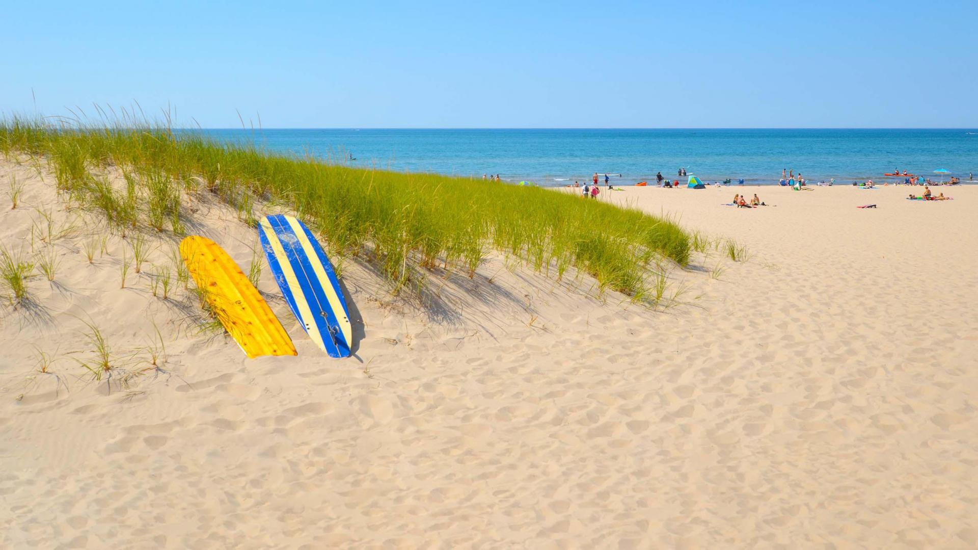 Surf boards on the beach at Jean Klock.