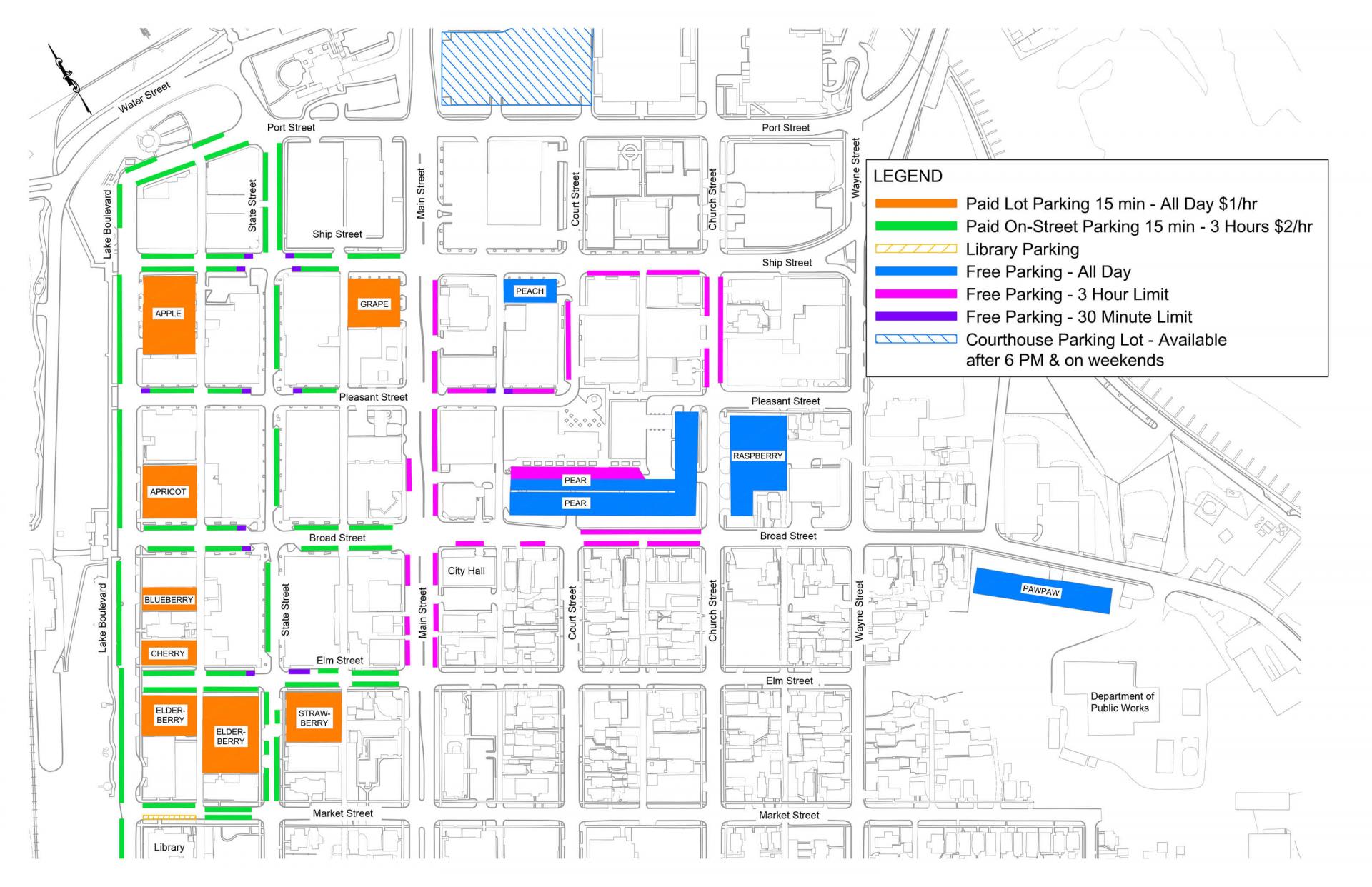 Downtown St. Joseph Parking Map.