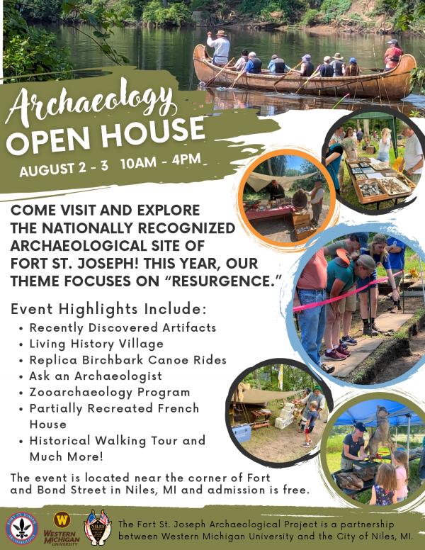 Flyer for the Fort St. Joseph Archaeology Open House 