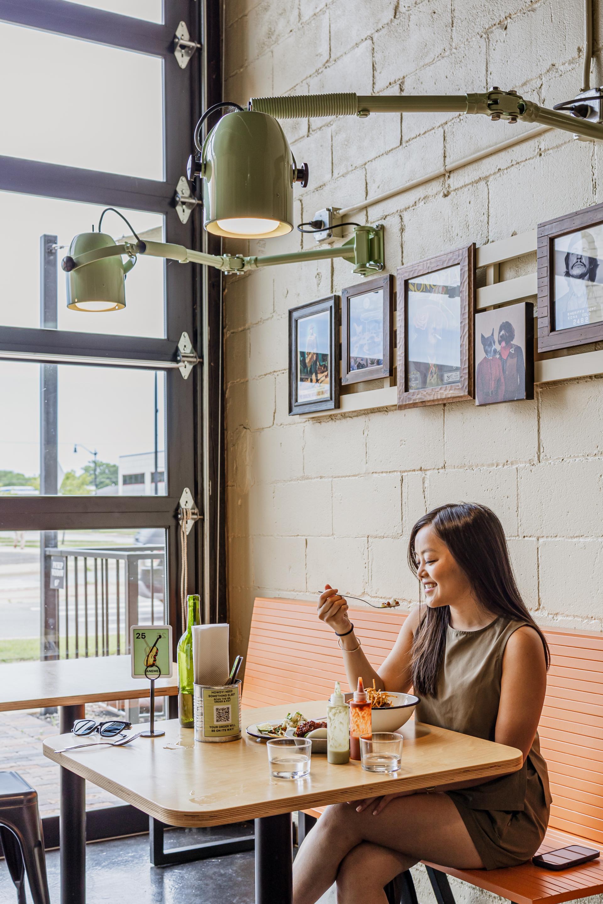 Rachel Kawate dining at a Tex Mex restaurant
