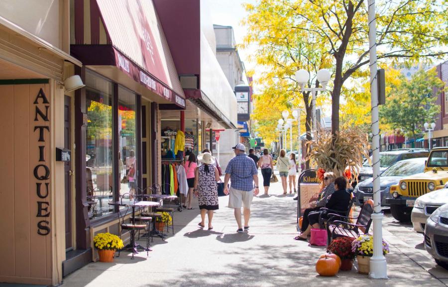High street in fall