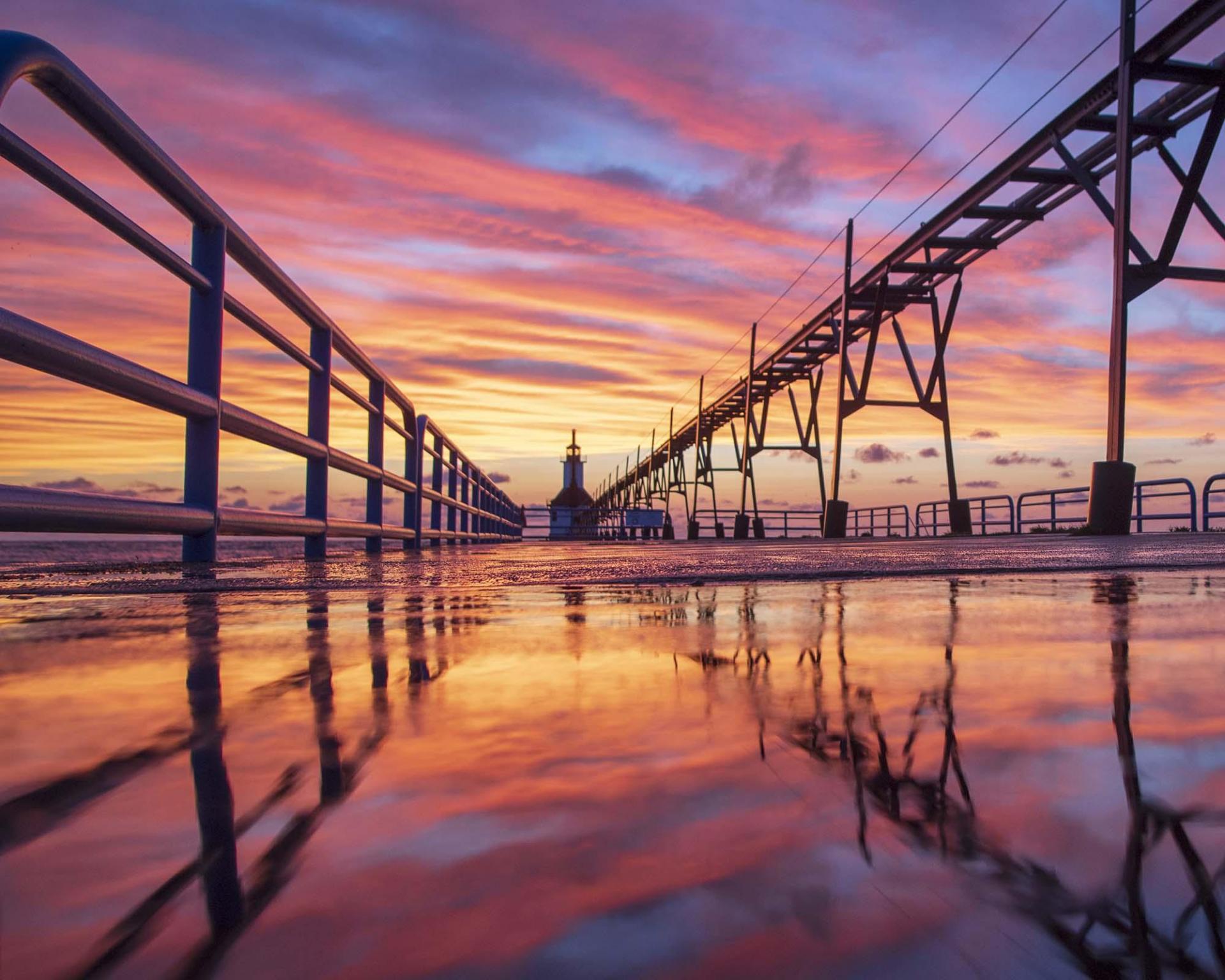 Colorful sunset and lighthouse