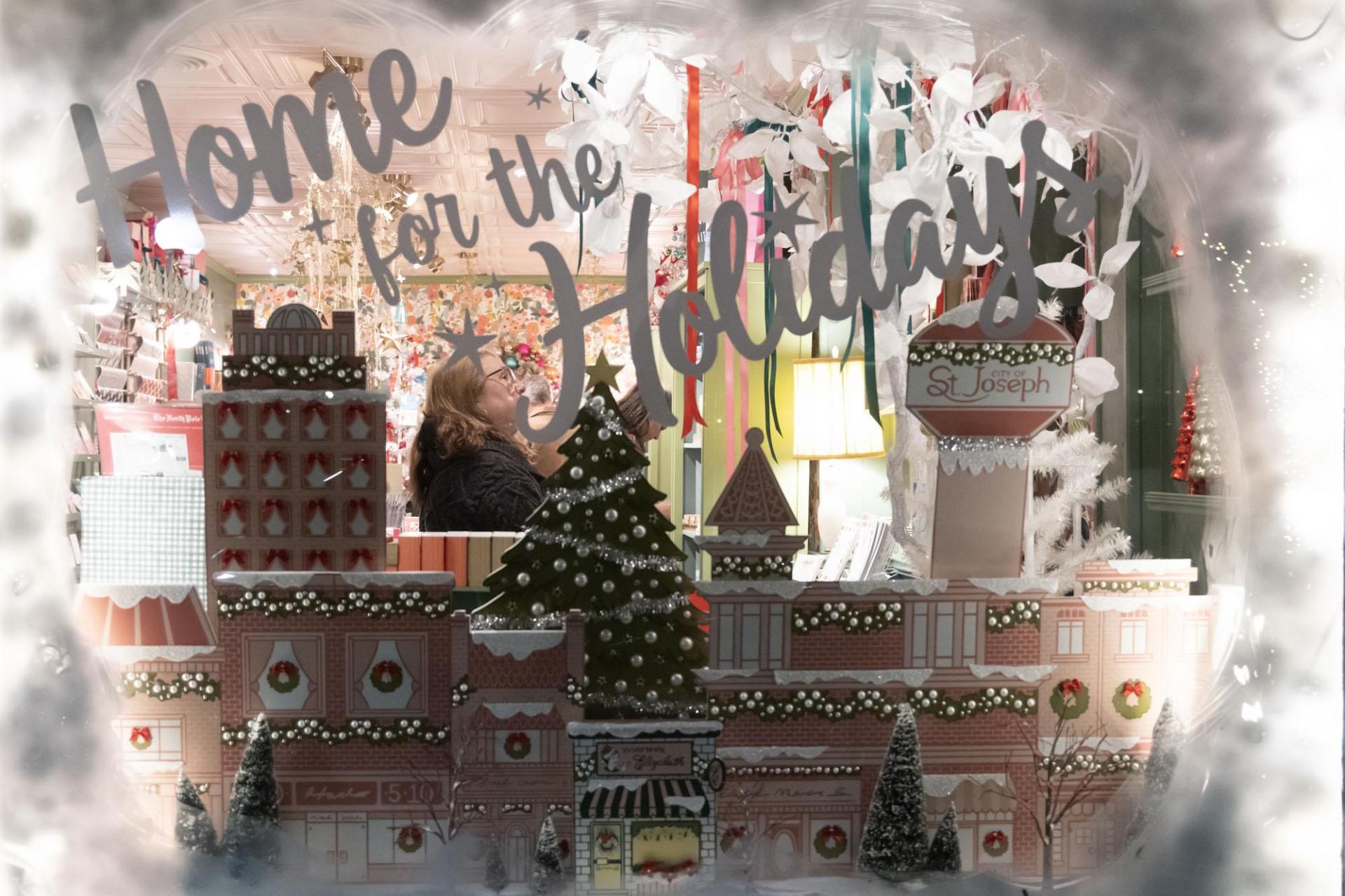 A holiday window display at Yours Truly, Elizabeth.