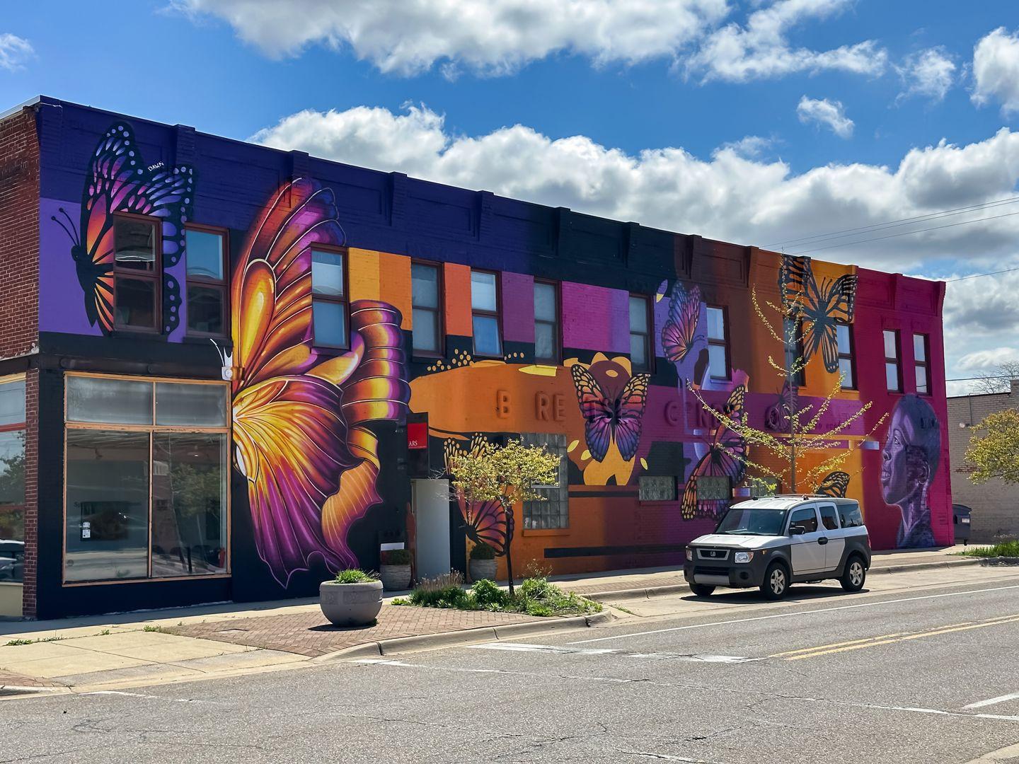 The “Ja’Kobi’s Wings” mural in the Benton Harbor Arts District.