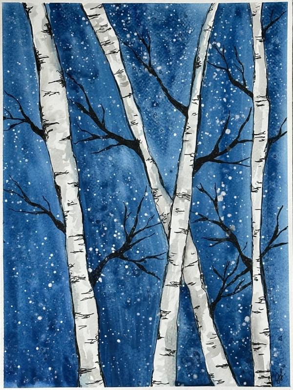 Watercolor Birch Tree