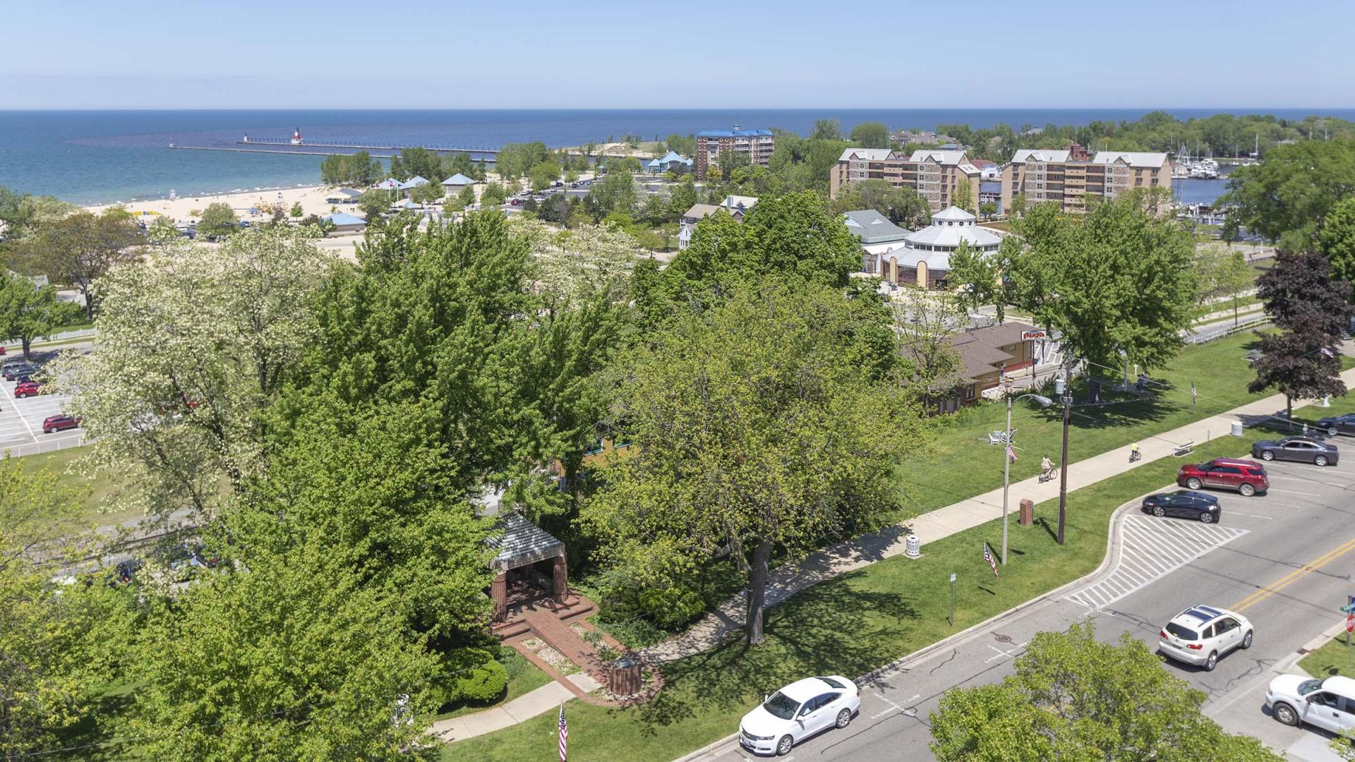 View of Saint Joseph, Michigan and Lake Michigan from the Boulevard Inn.