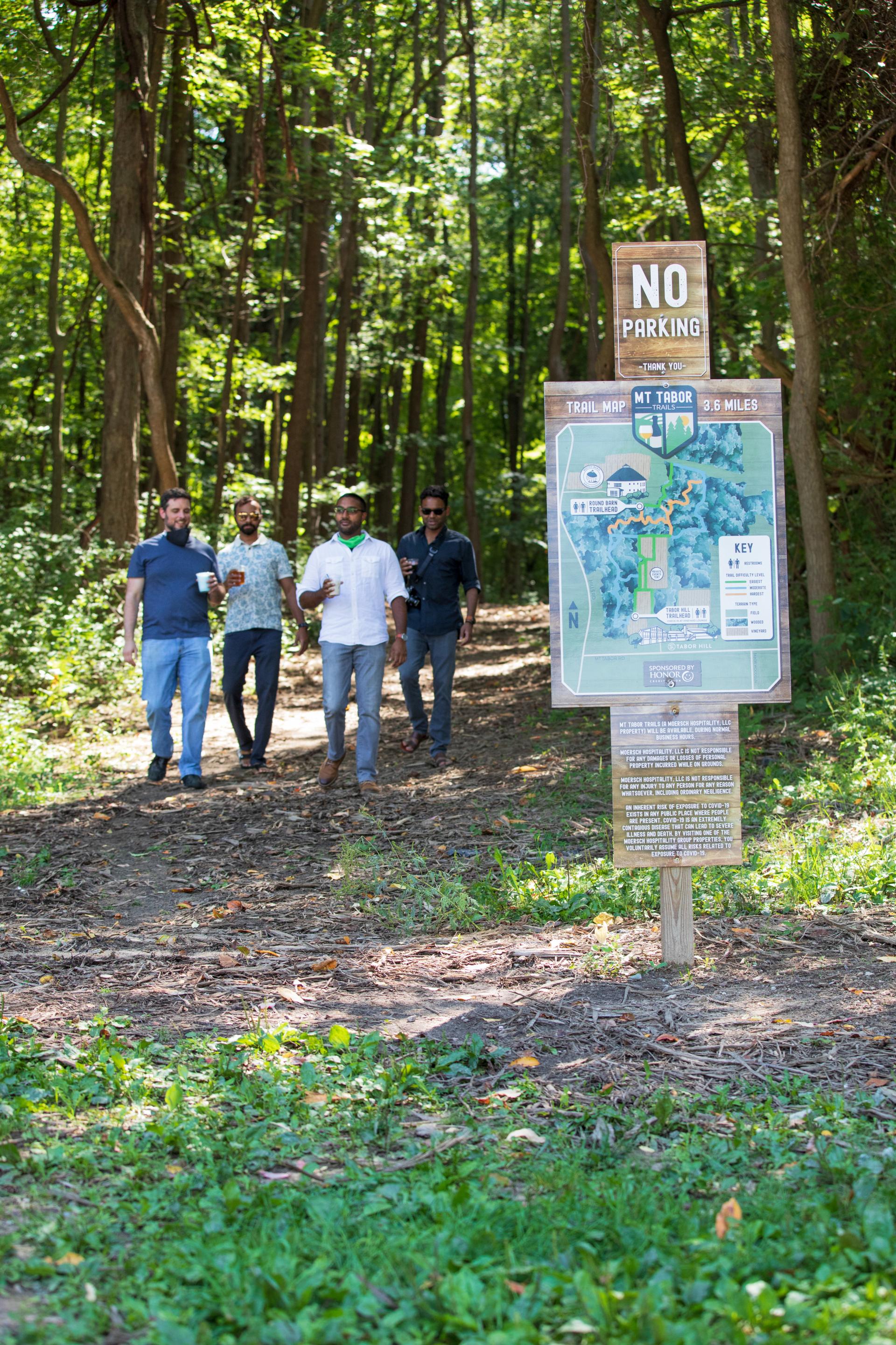 A group of people enjoying the Mt. Tabor Trails.