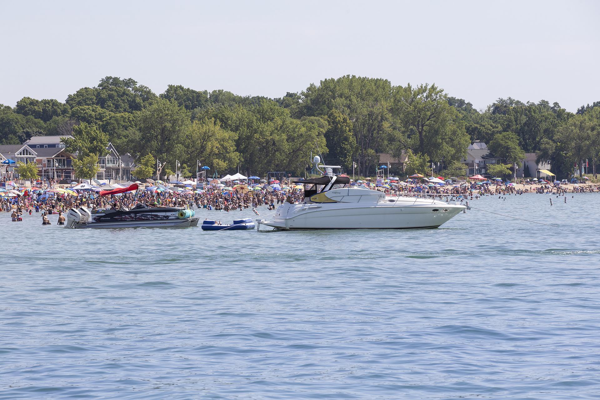 Boating on Lake Michigan.