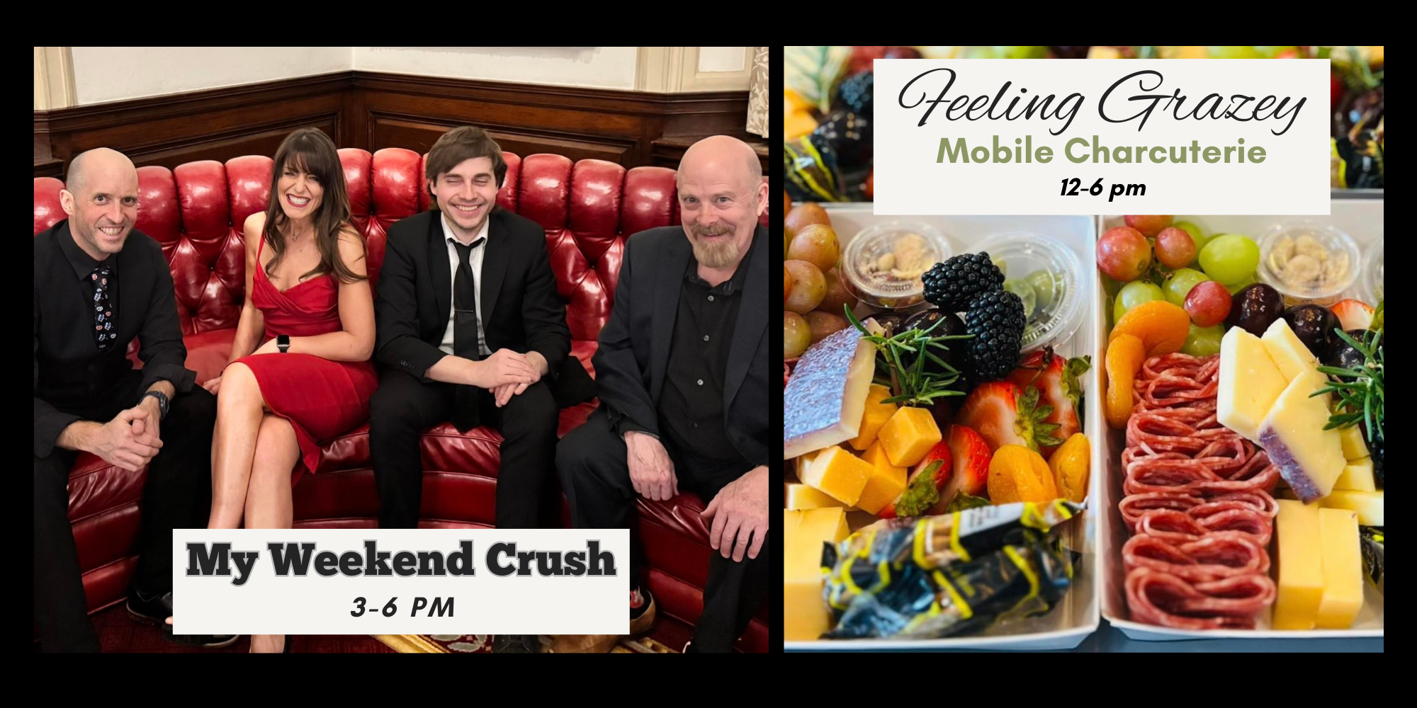 Feeling Grazey Charcuterie (12-6pm) Lakuna Links Permanent Jewelry (2-6pm) My Weekend Crush Band (3-6pm) at Filkins Vineyards