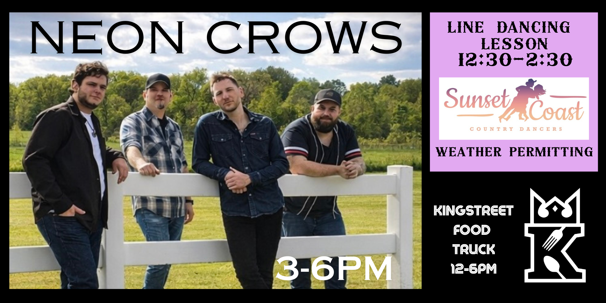 Sunset Coast Country Dancers - Neon Crows Band - Kingstreet Food Truck at Filkins Vineyards