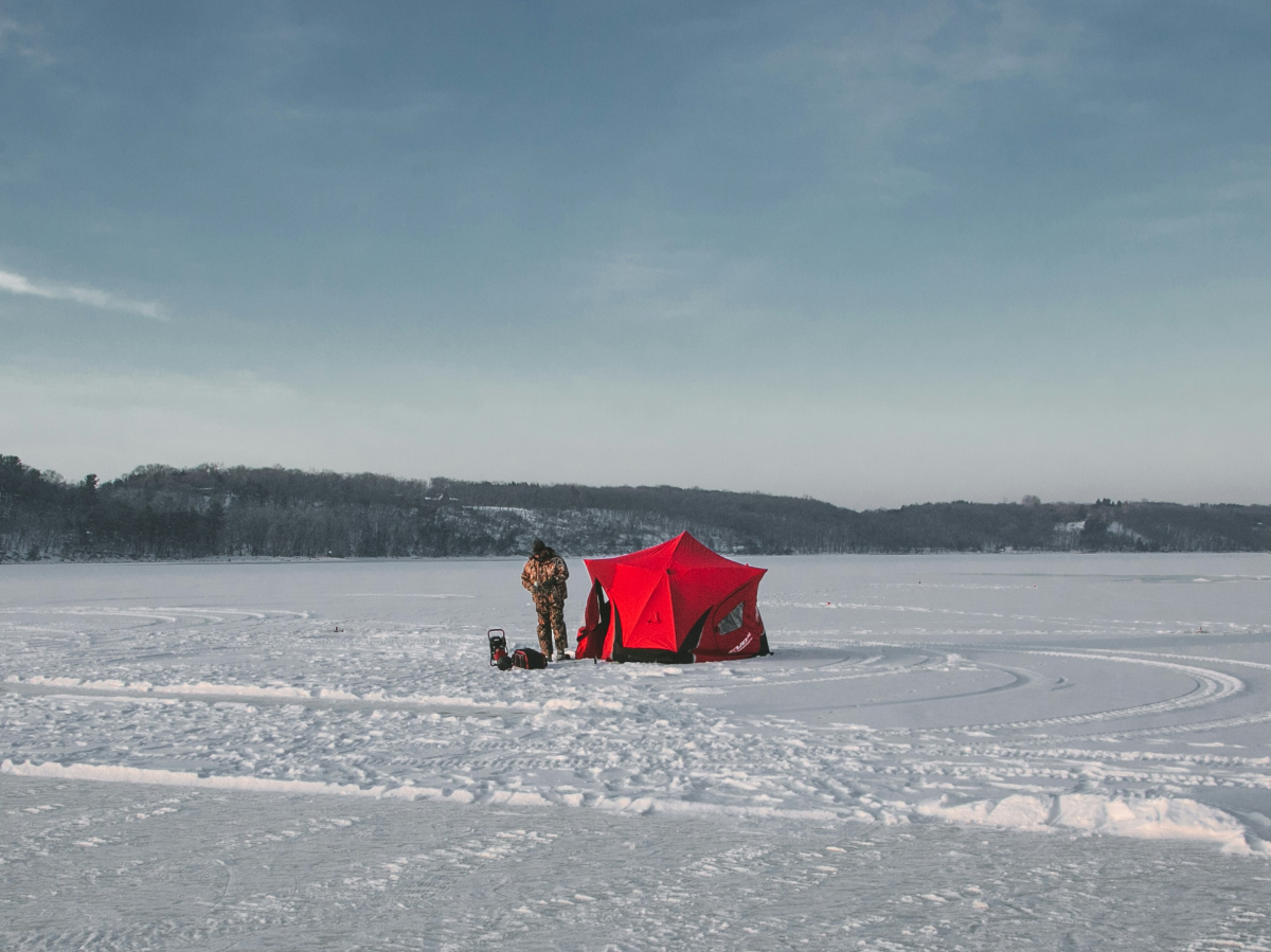 ice fishing mike cox ice shanty