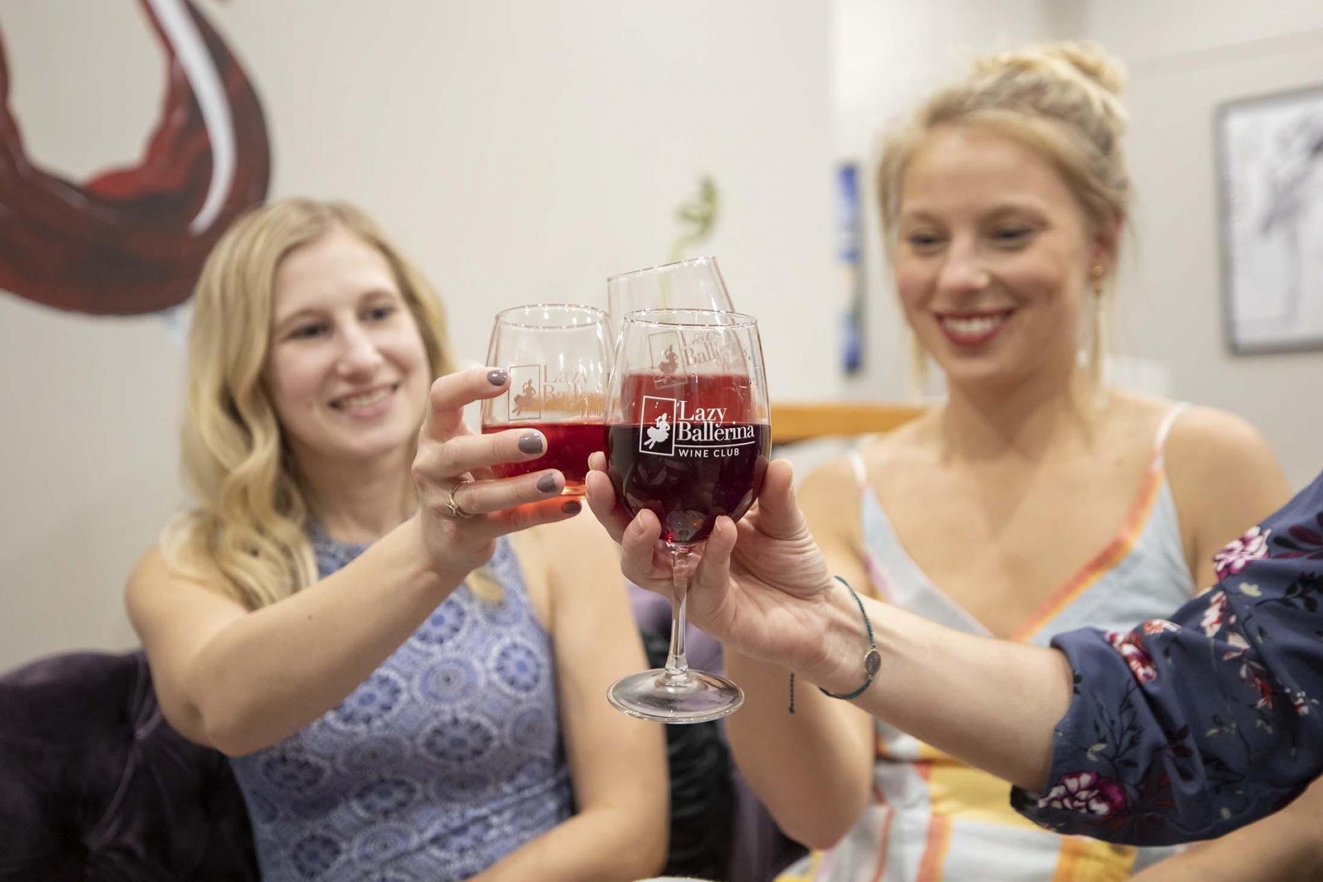 A group enjoying wine at Lazy Ballerina