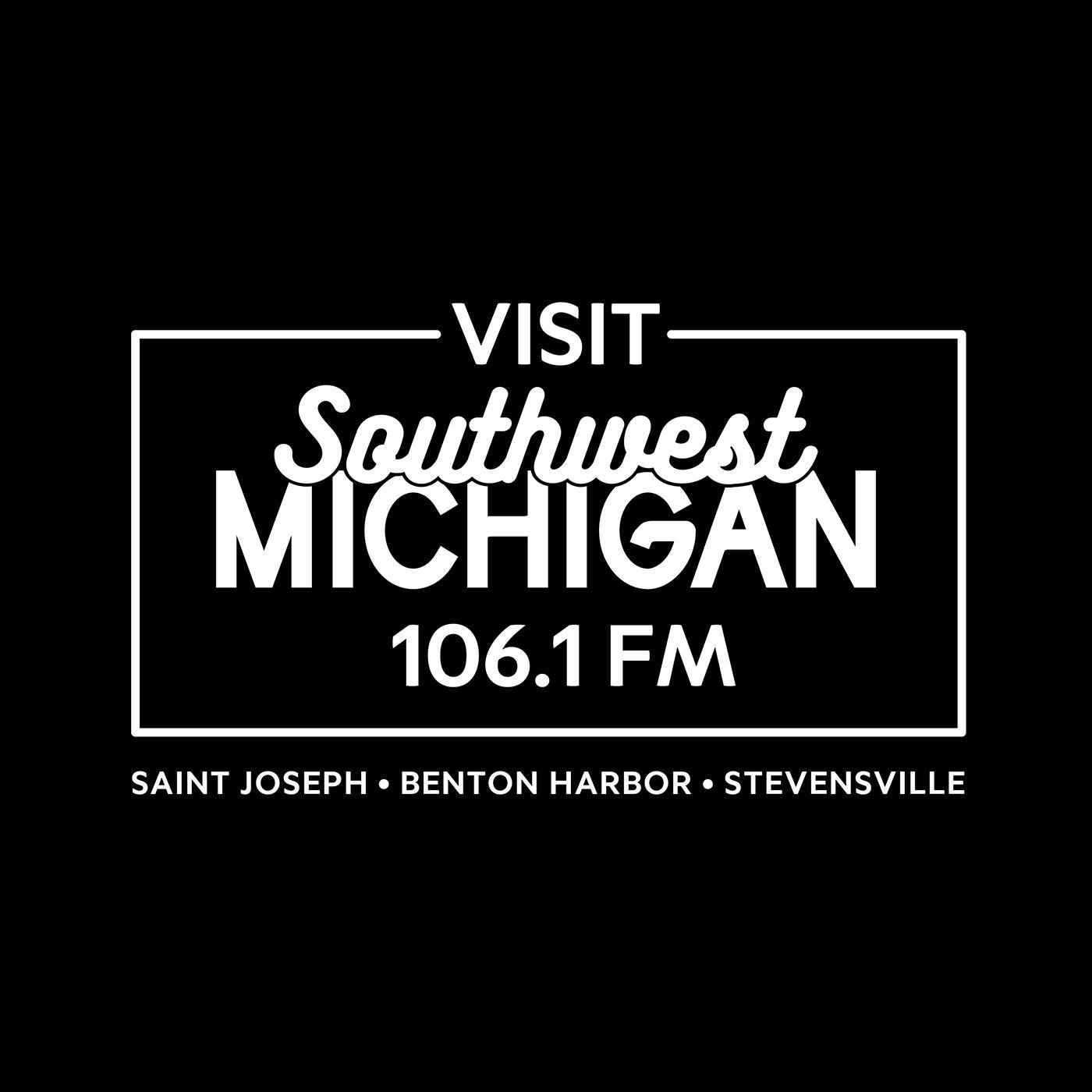 Logo: Visit Southwest Michigan Radio Station 106.1 FM.