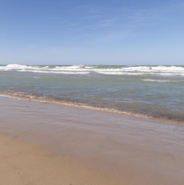 A Lake Michigan beach.