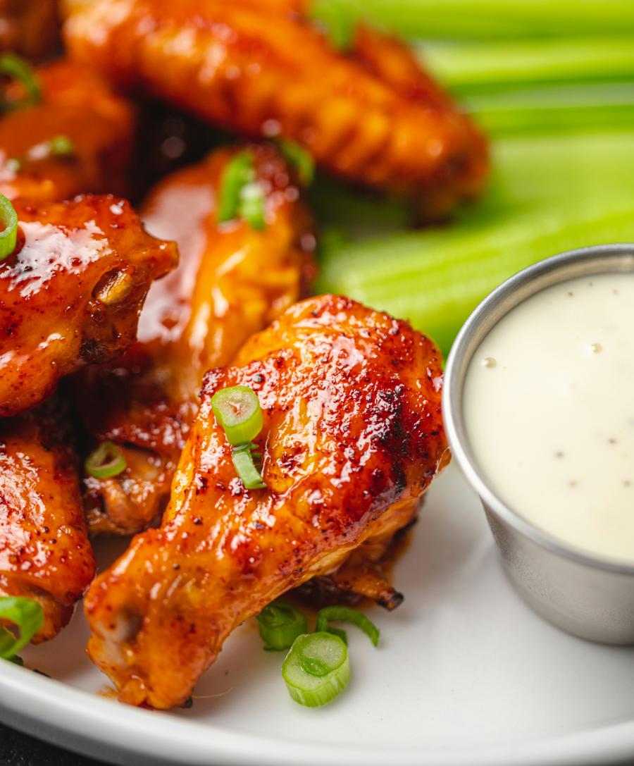 A plate of chicken wings.