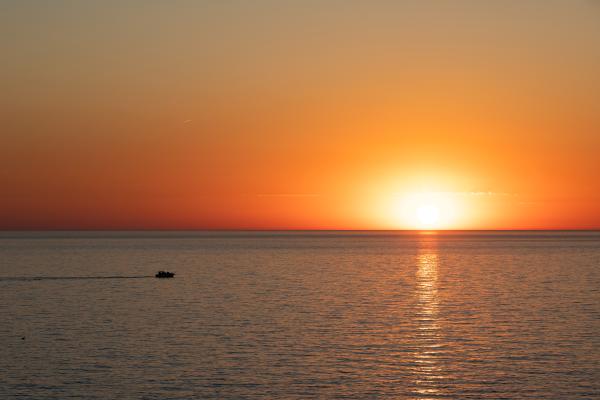 A colorful sunset over Lake Michigan.