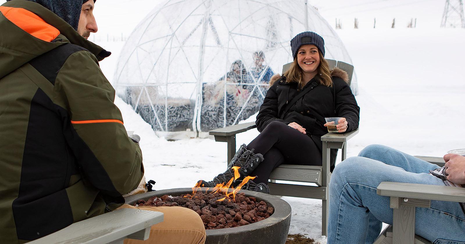 People in an igloo at Round Barn