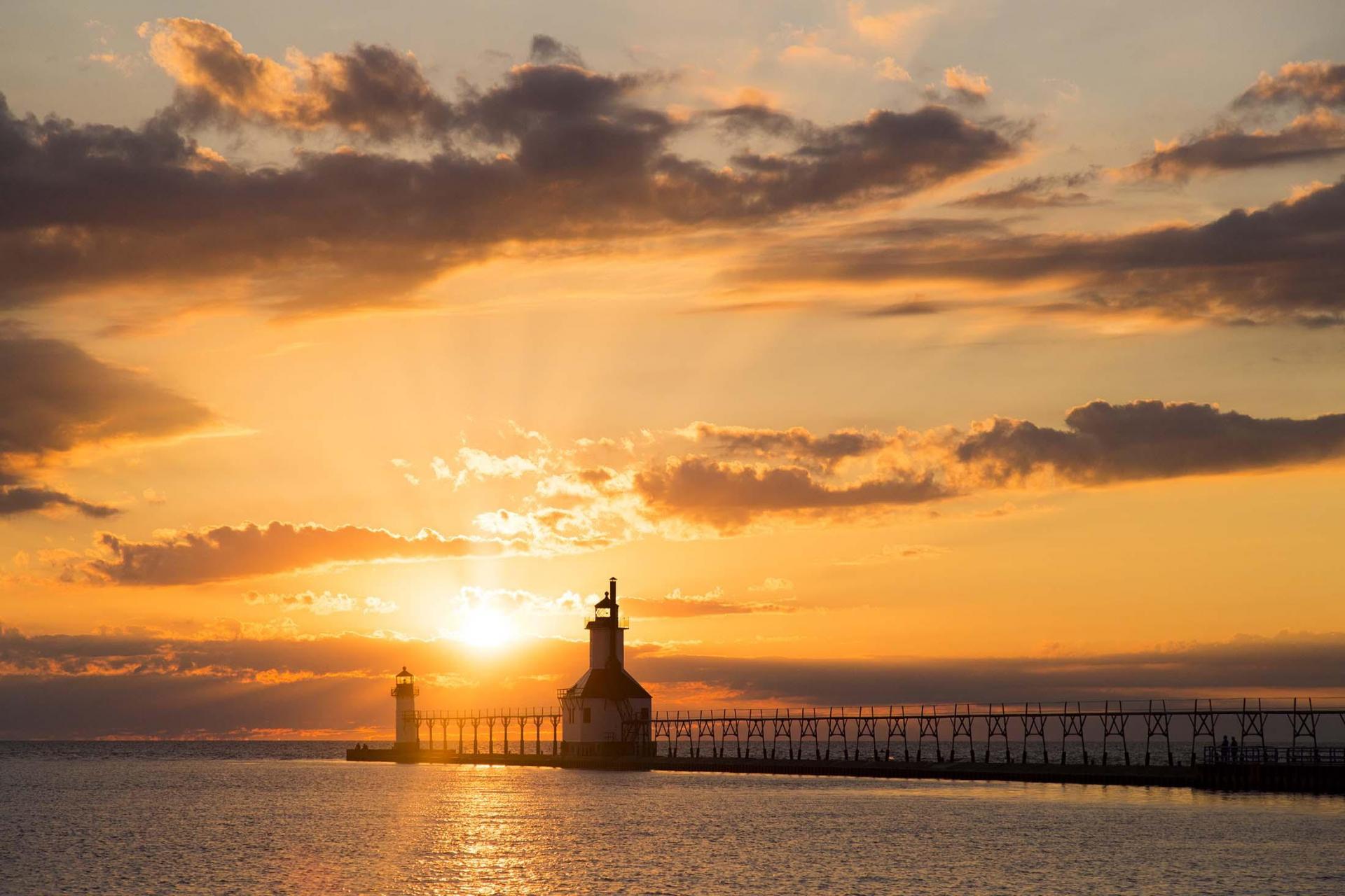 Lighthouse at sunset.