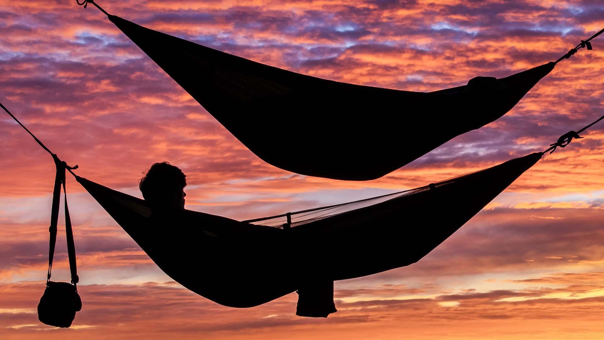 hammocks at sunset