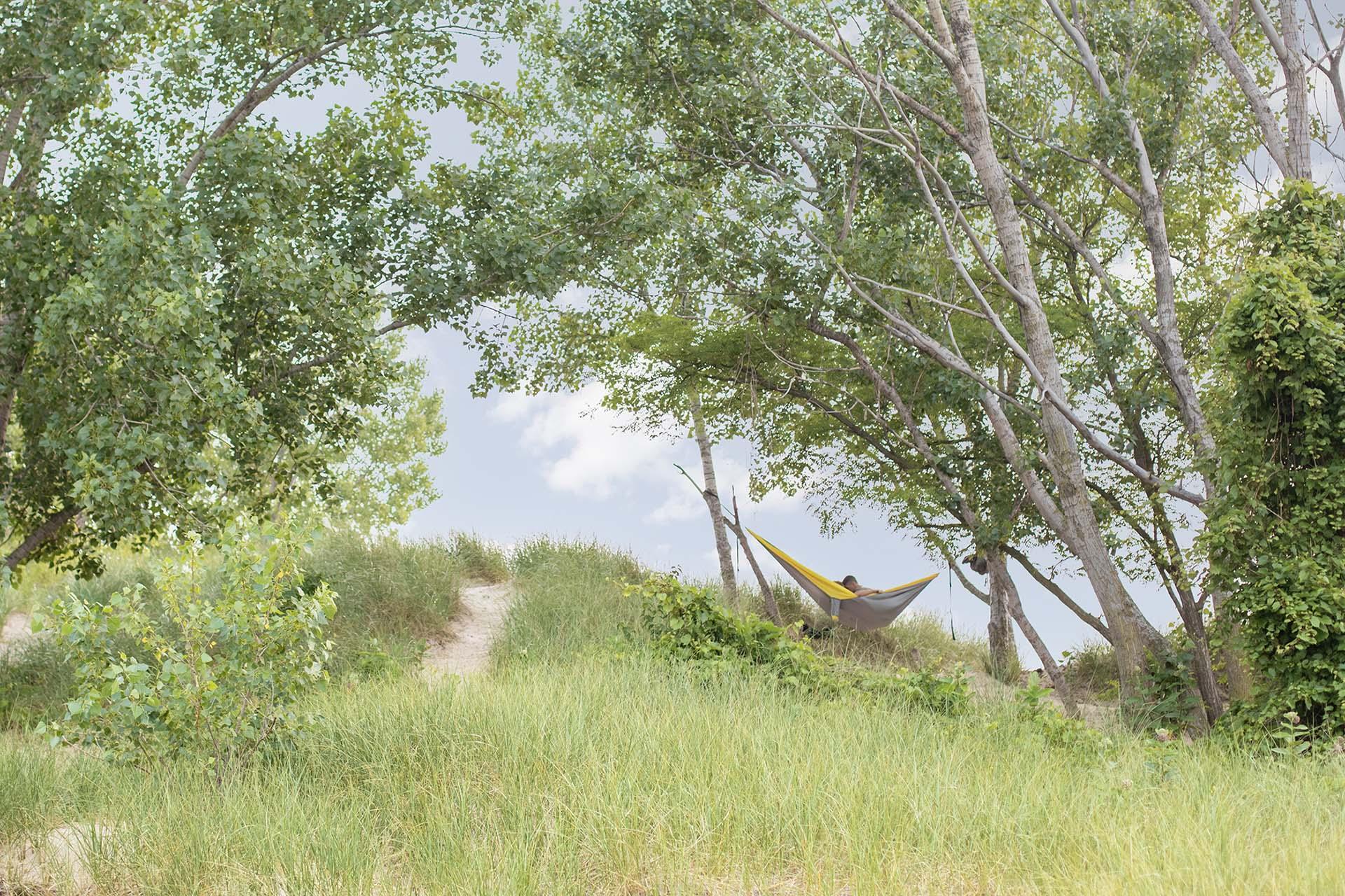 A peaceful day hammocking on a small dune. 