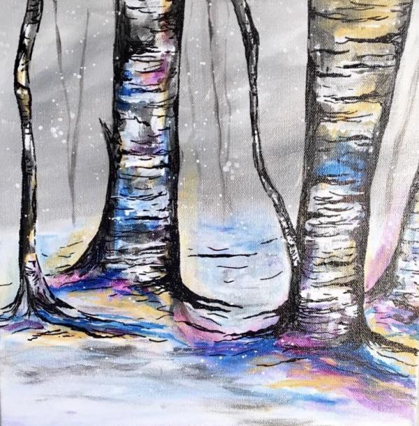 Winter Birch Tree Painting 