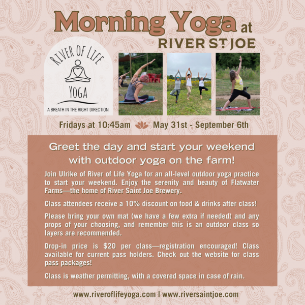 Morning yoga fridays at River Saint Joe Brewery