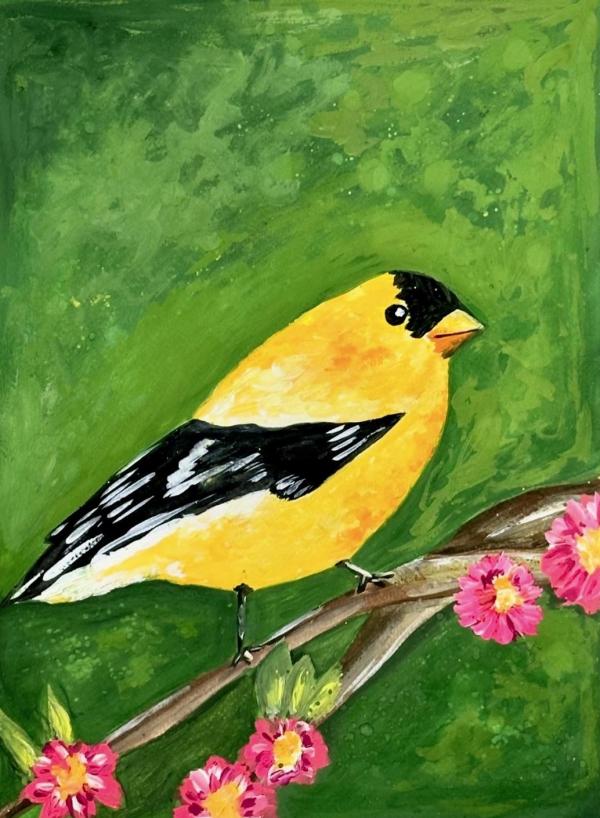Gouache Bird Painting 