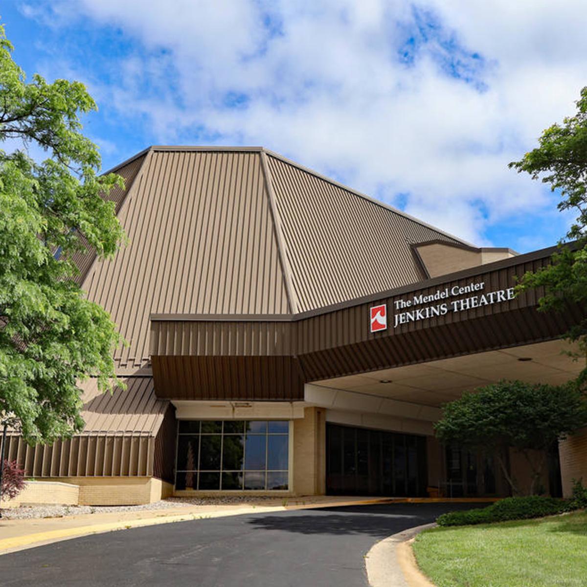 Exterior photo of LMC Mendel Center Jenkins Theatre entrance