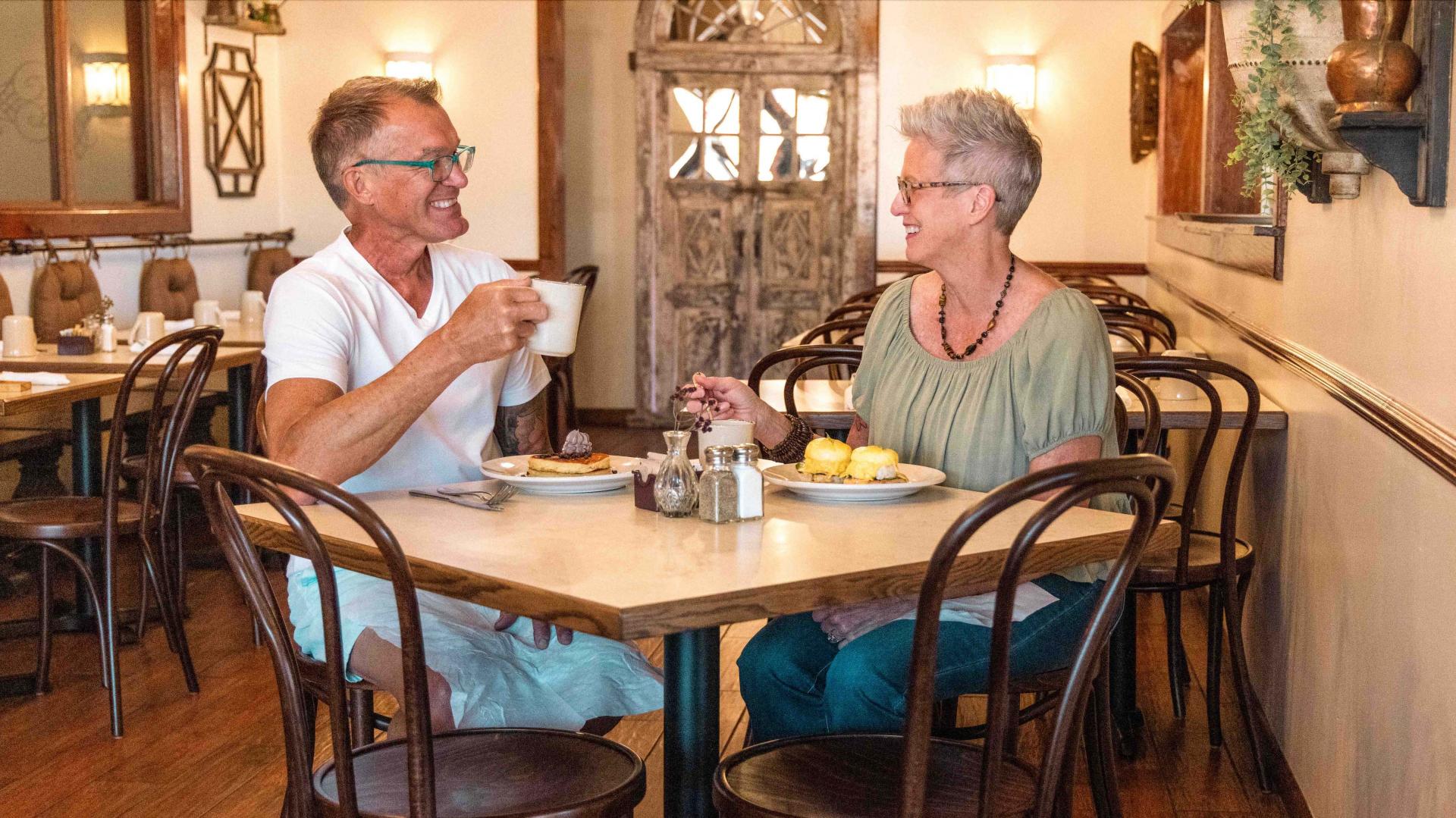 Copper Pot-Couple eating breakfast