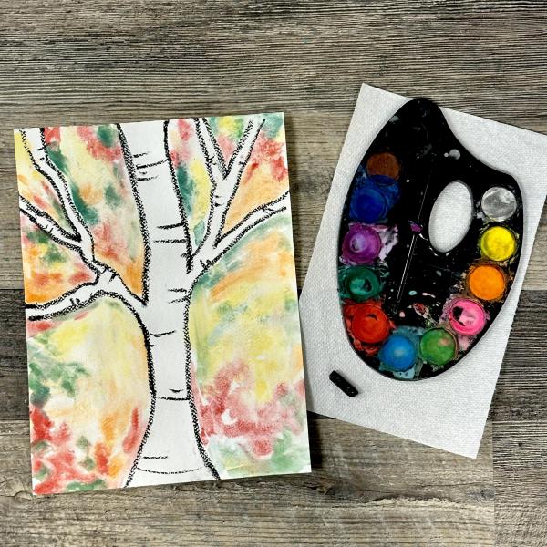 Kids Fall Tree Watercolor Class