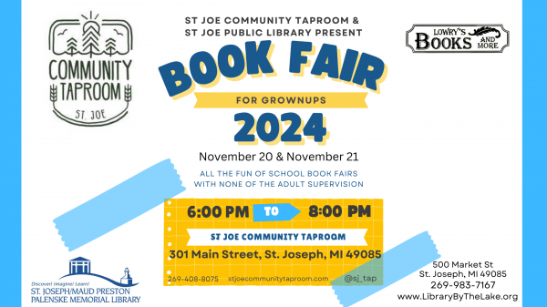 Adults, are you ready for the Book Fair? Join us at the Community Taproom in the Main St. Market for the return of this fantastic throwback to those school Scholastic book fairs we enjoyed as kids- this time for adults!