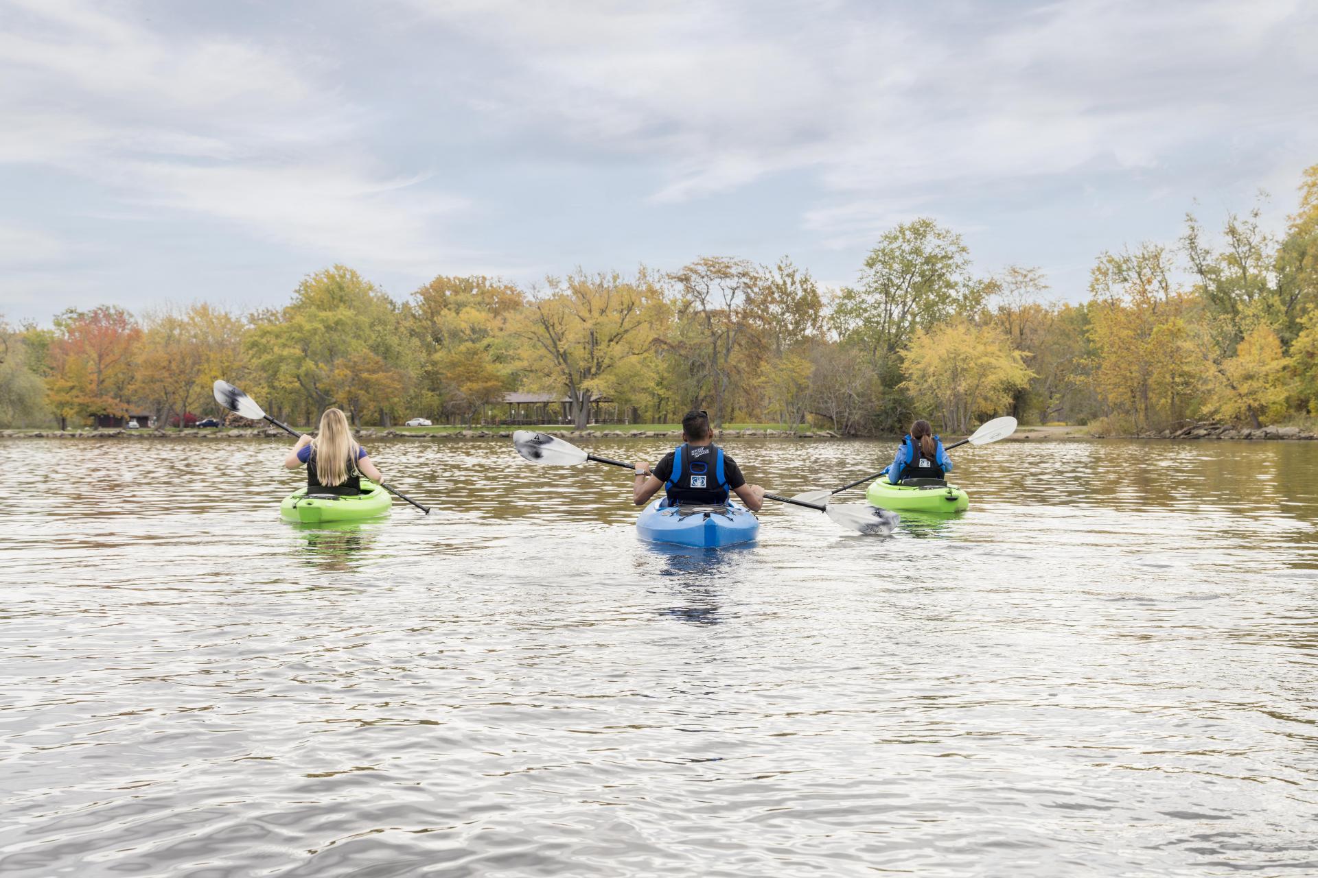 kayak fall autumn on the river