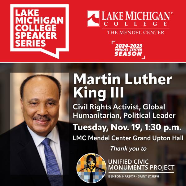 Photo of Martin Luther King III with event details