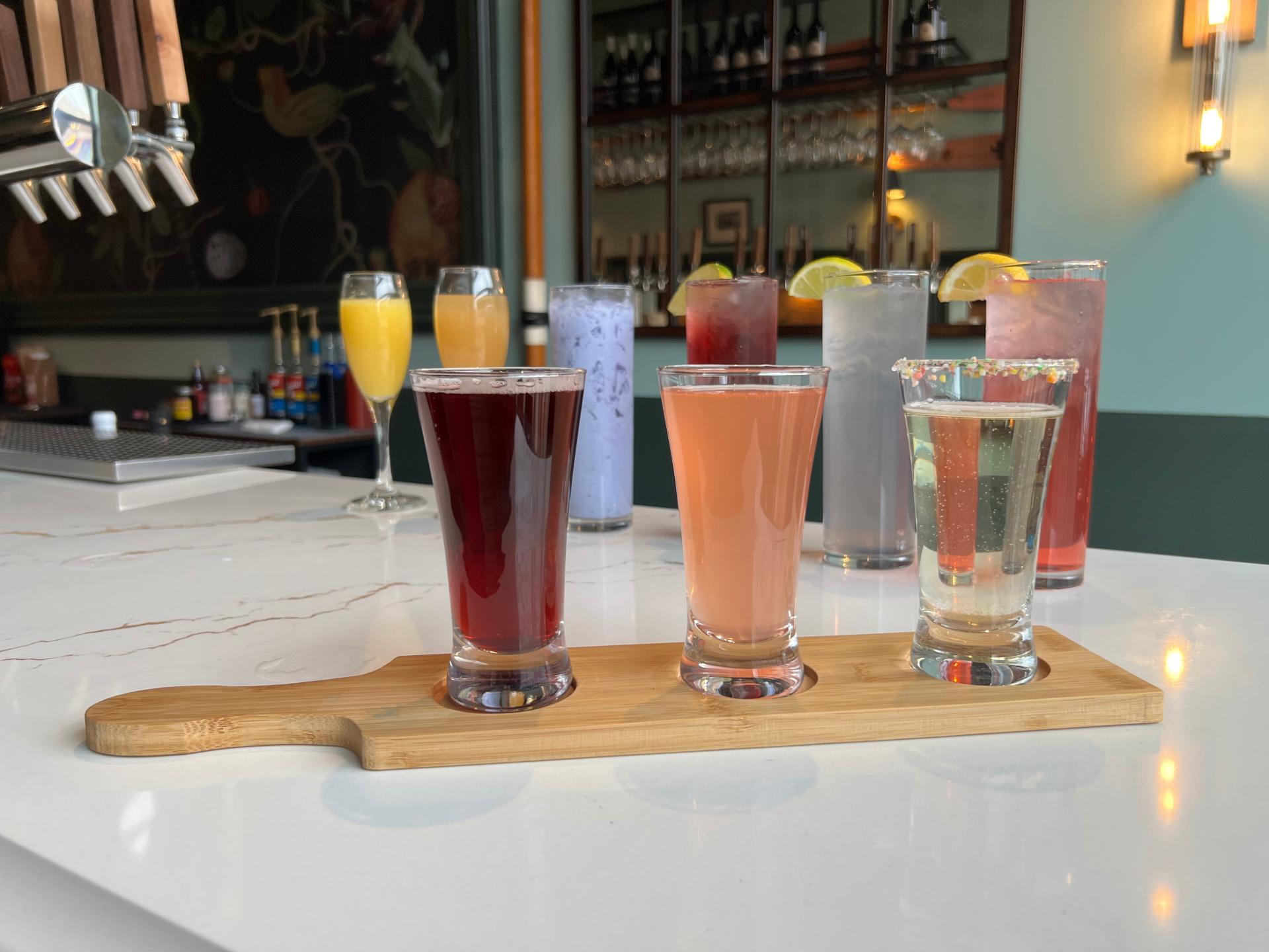 a mimosa flight and craft sodas