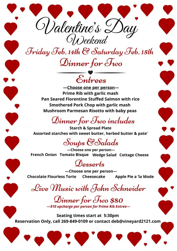 2121 valentines dinner for two 2025 2121 vineyards