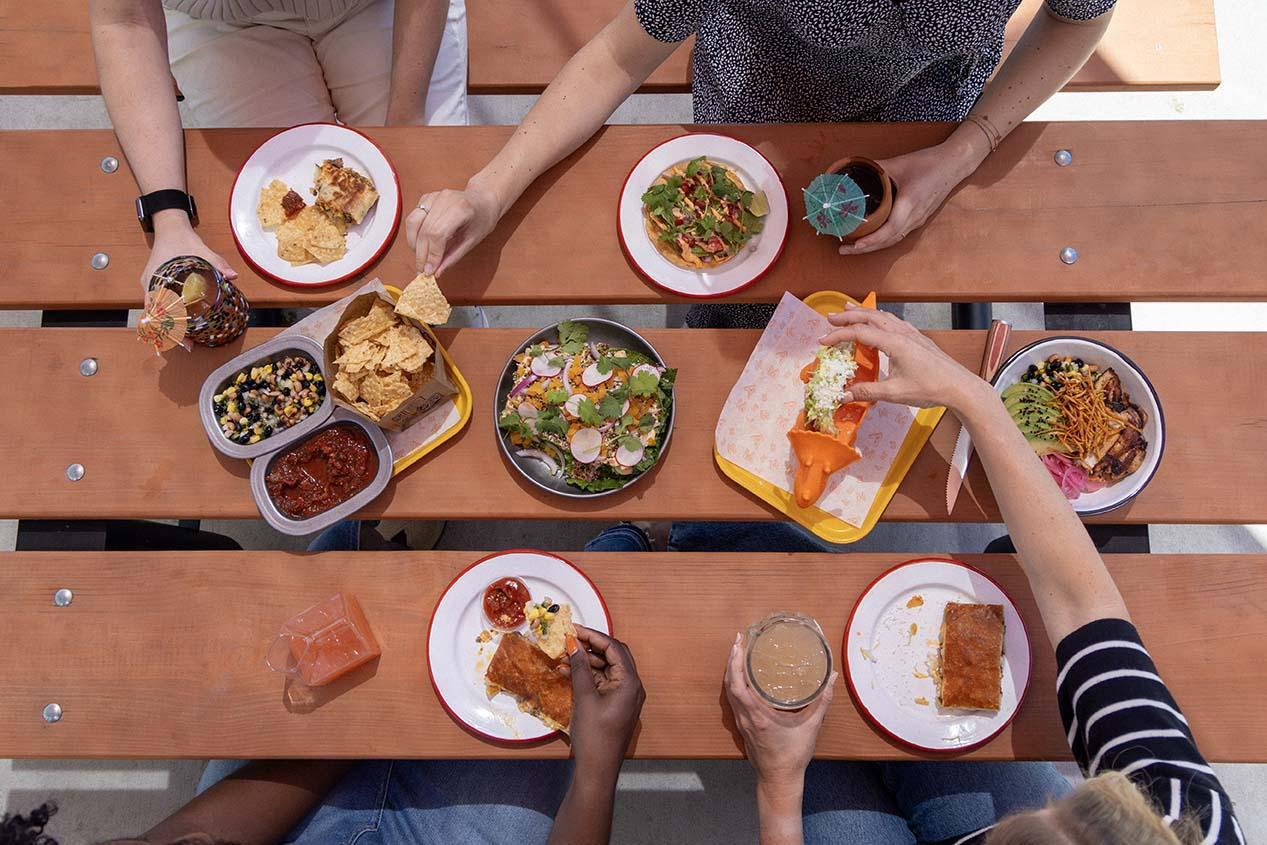 A group of people enjoying a meal at Anemel