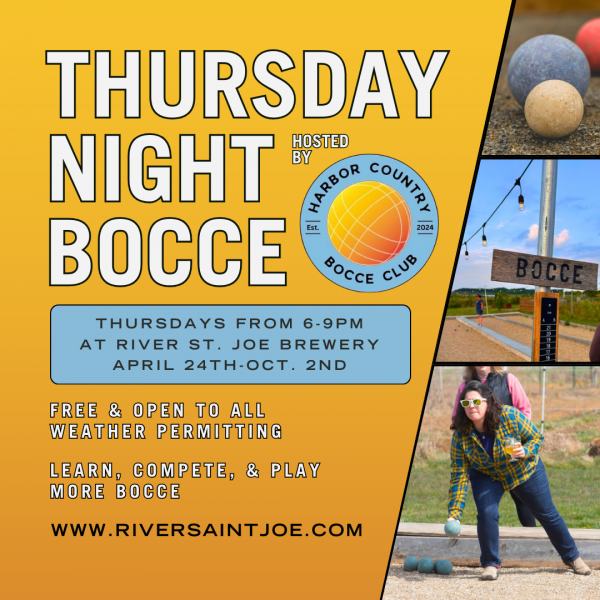 Weekly Bocce Night at River Saint Joe Brewery hosted by Harbor Country Bocce Club