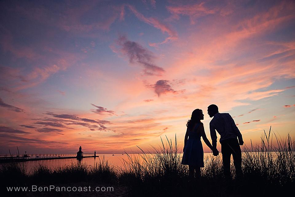 A couple at Tiscornia Park at sunset.