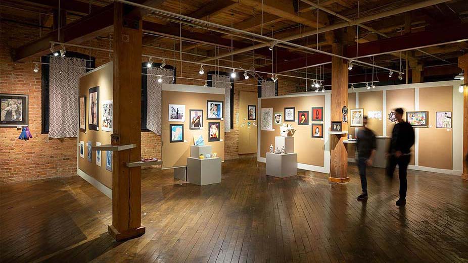 A gallery at the Box Factory for the Arts