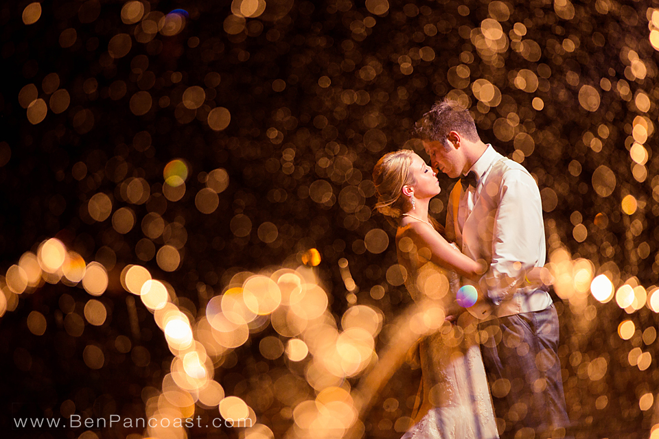 A couple on the bluff at night in St. Joseph, MI. 