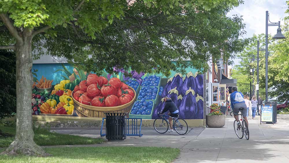 Farmers Market Mural by artist Conrad Kaufman.