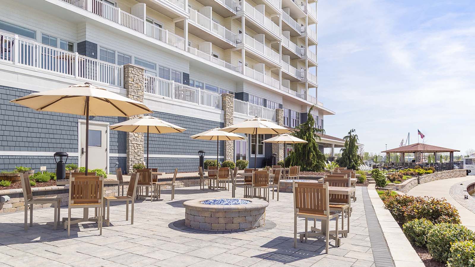 Patio area at the Inn at Harbor Shores.