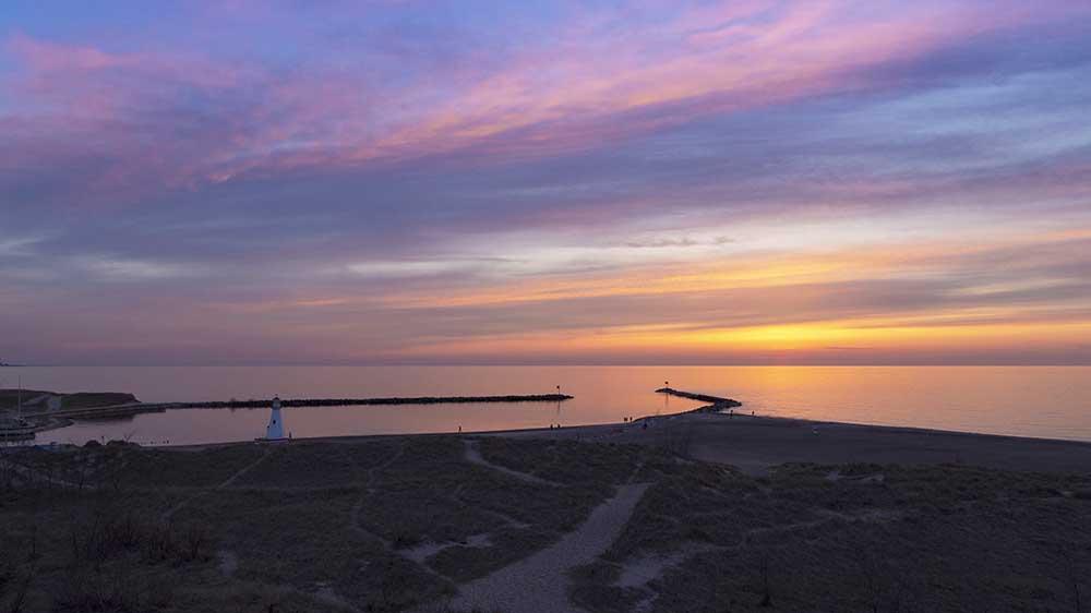 Sunset over Lake Michigan in New Buffalo.