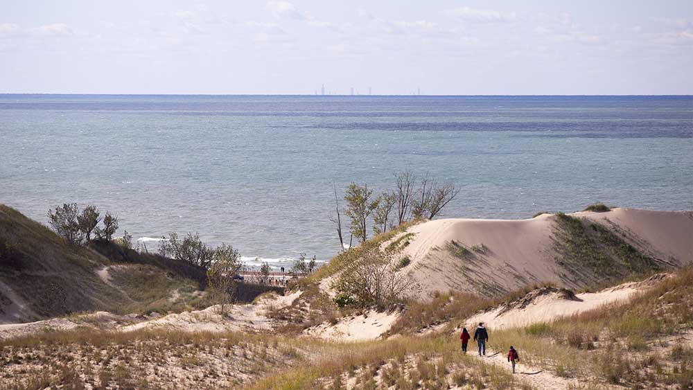 Warren Dunes State Park with Chicago in the distance photo Joshua Nowicki