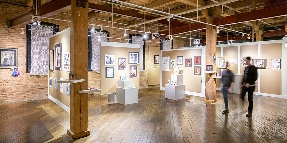 A gallery at the Box Factory for the Arts